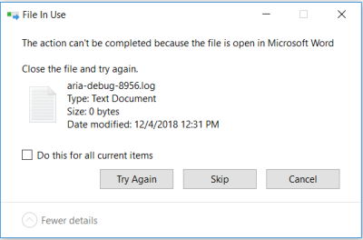 temp files delete error